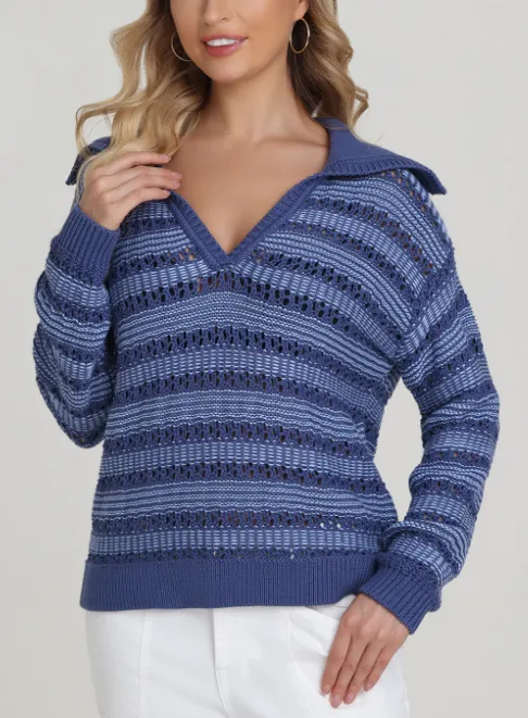 525 AMERICA RACHEL SAILOR OPEN STITCH PULLOVER