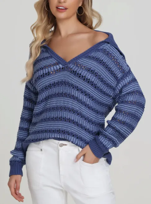 525 AMERICA RACHEL SAILOR OPEN STITCH PULLOVER