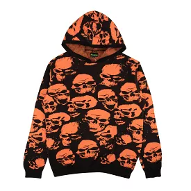 95-PSY-1066/S Knit_SKull_Hoodie_Orange Orange PSYCHWORLD Knit Skull Hoodie