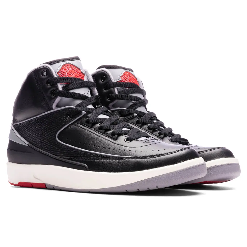 Air Jordan 2 'Black Cement' - Black/Cement Grey/Fire Red