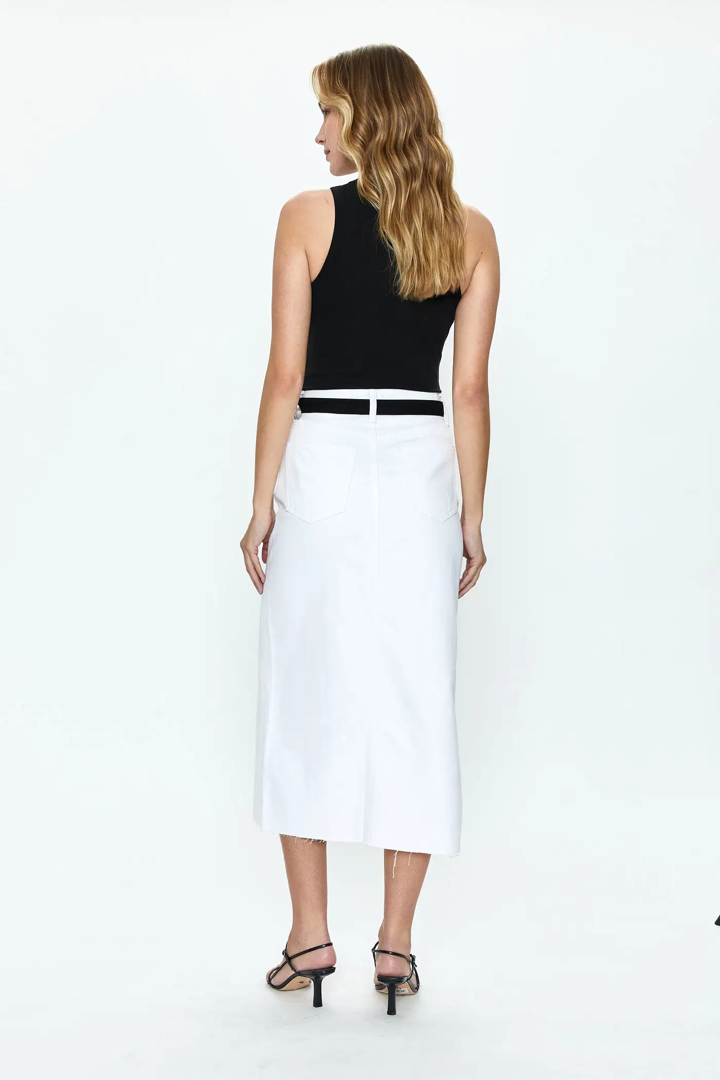 ALICE HIGH RISE MIDI SKIRT (WHITE) - PISTOLA