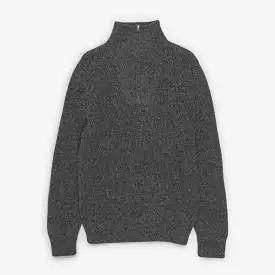 Arild Alpaca Half Zip Sweater - Grey Melange