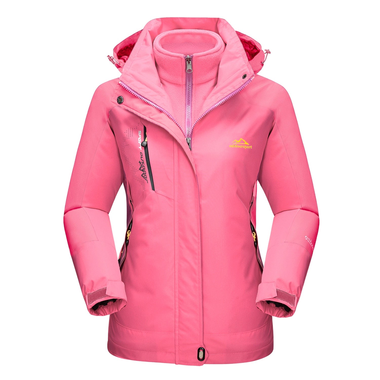 Ashore Outdoor Shop 3 in 1 Fleece Lining Jackets Women's Winter Ski Snowboard Jackets Hooded Coats Windproof Water Resistance Hi