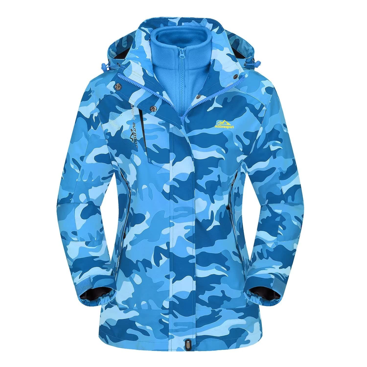 Ashore Outdoor Shop 3 in 1 Fleece Lining Jackets Women's Winter Ski Snowboard Jackets Hooded Coats Windproof Water Resistance Hi