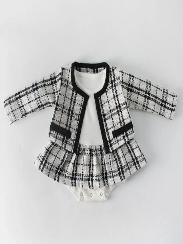 Baby Classy Tweed Skirted Onesie and Blazer Set