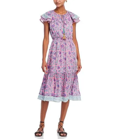 Bell Eva Womens Cotton Tie neck Midi Dress