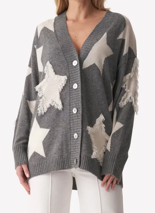 BRODIE CASHMERE ARLA STAR FRINGED CARDI