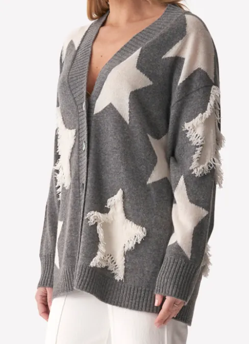 BRODIE CASHMERE ARLA STAR FRINGED CARDI