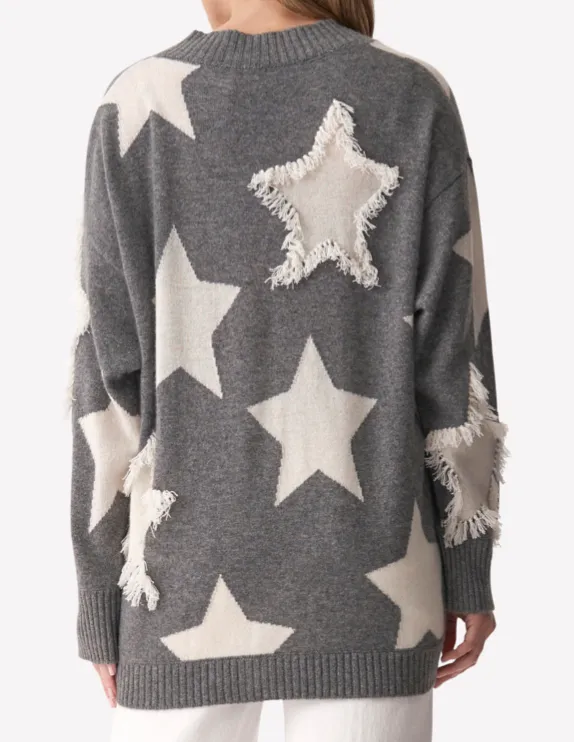 BRODIE CASHMERE ARLA STAR FRINGED CARDI