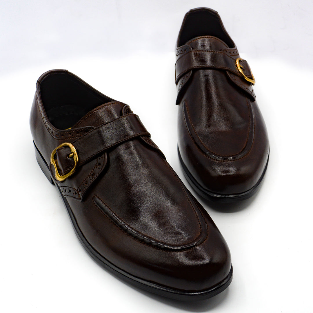 Brown Leather Monk Executive Shoes