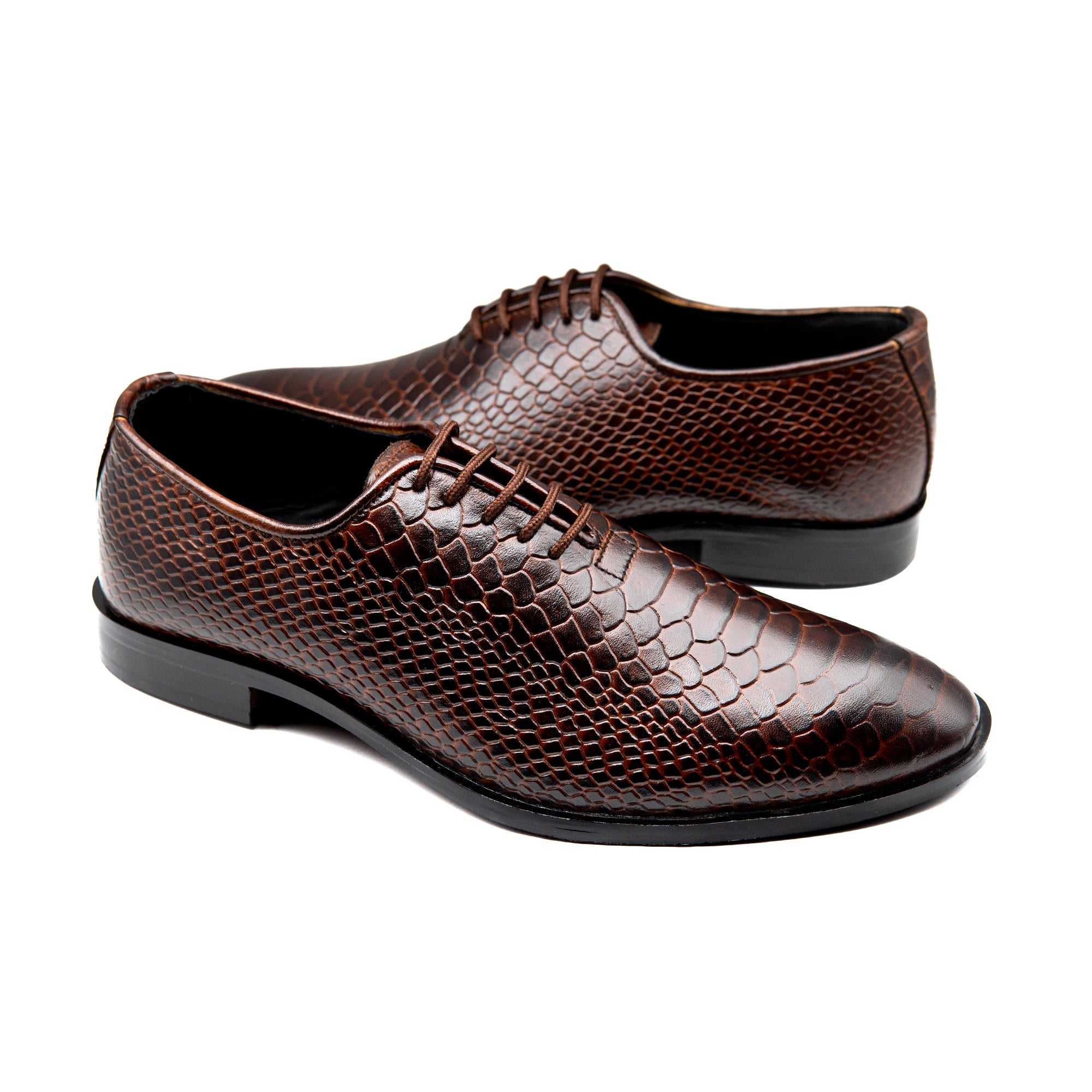 Brown Textured Executive Men Shoes