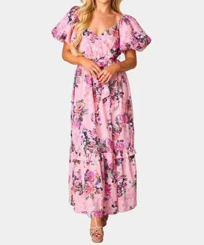 BuddyLove Sydney Puff Sleeve Maxi Dress In Bashful