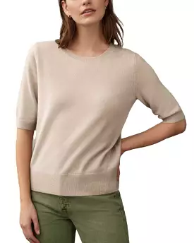 Cashmere Elbow Sleeve Sweater (Sand Wisp)