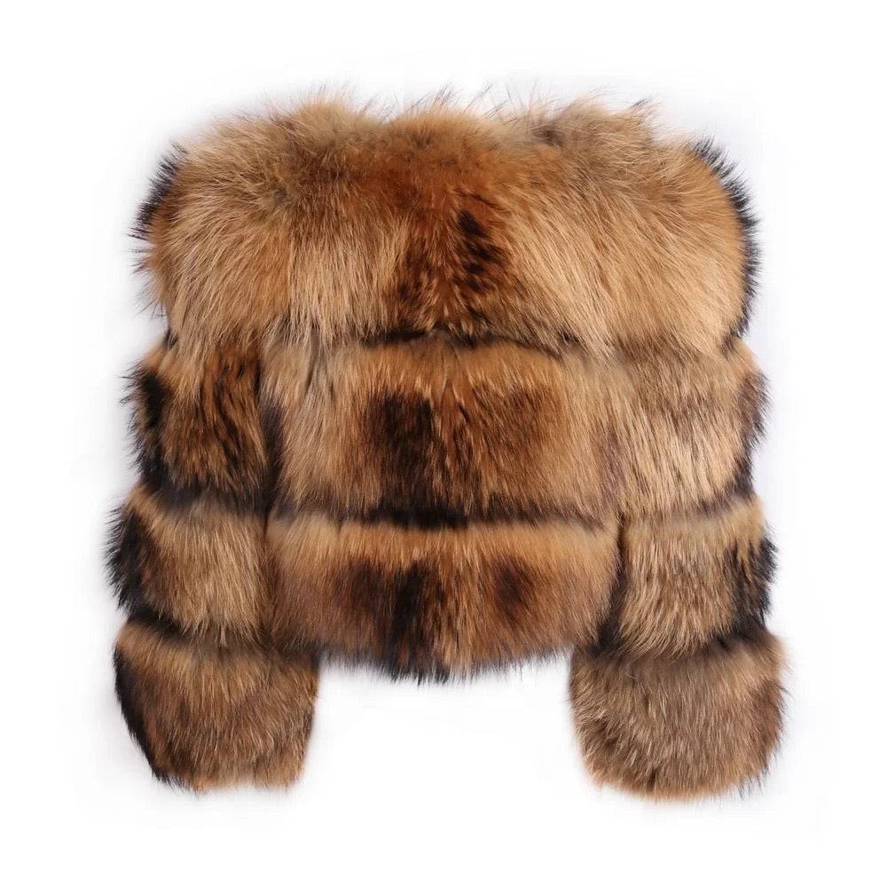 Cropped Dusty Brown Raccoon Fur Coat