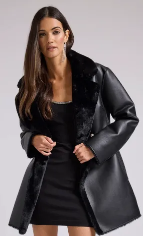 F23357b Generation Love Megan Reversible Faux Fur Shearling Coat