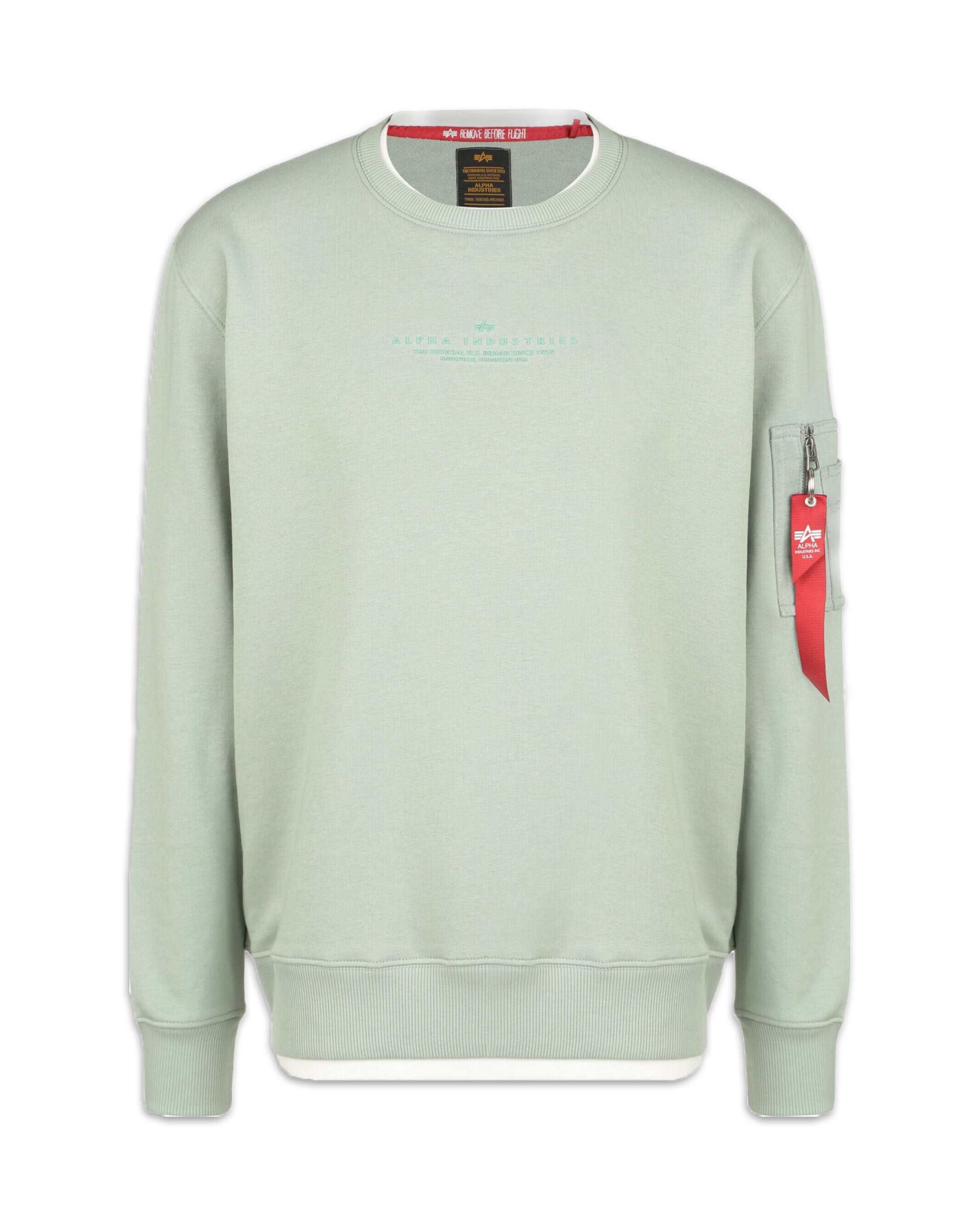 Felpa Uomo Alpha Industries Double Layer Sweater Dusty Green