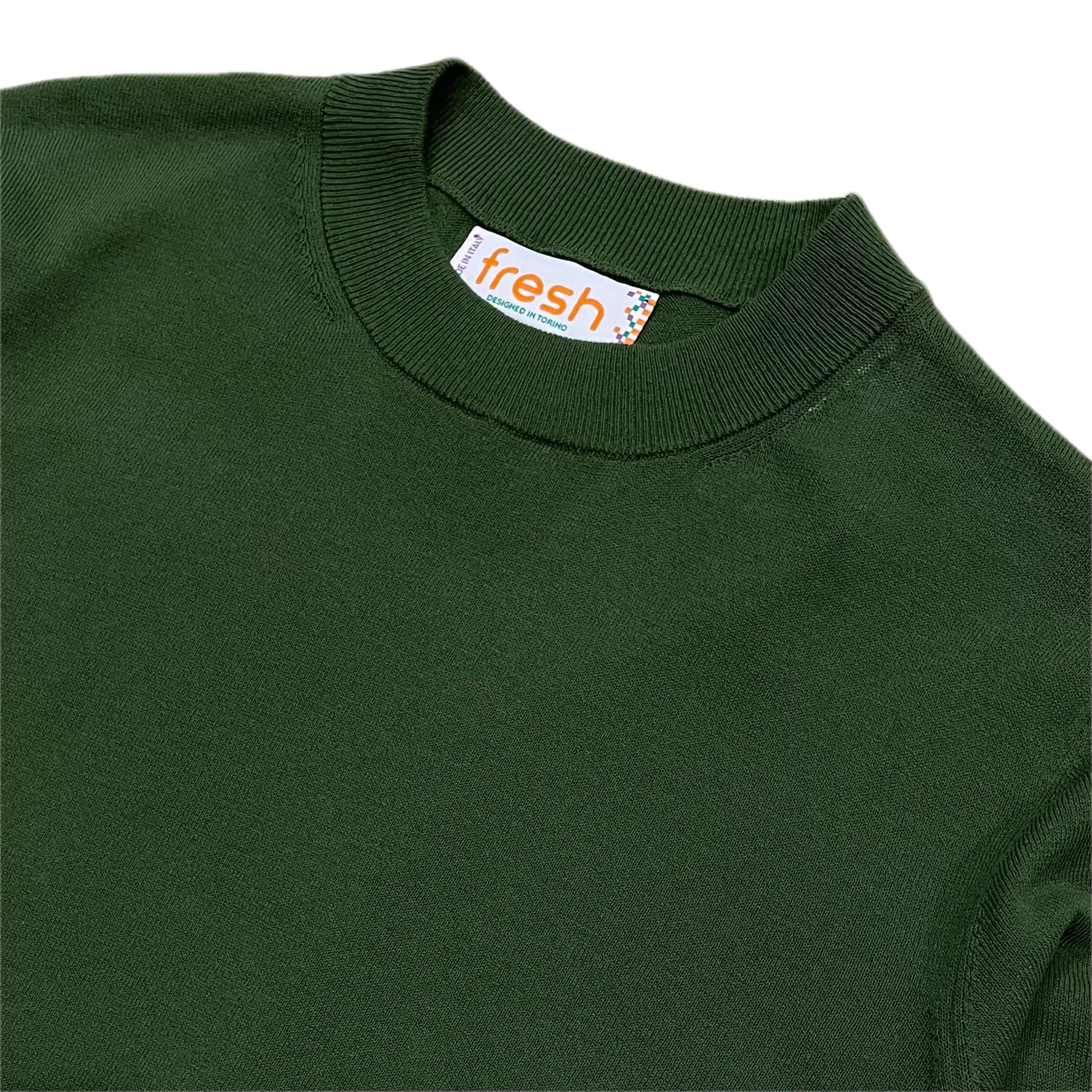 FRESH Extra Fine Crepe Cotton Green Sweater