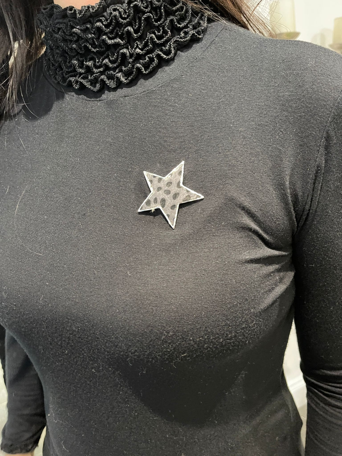 Grey Animal Effect Star Brooch