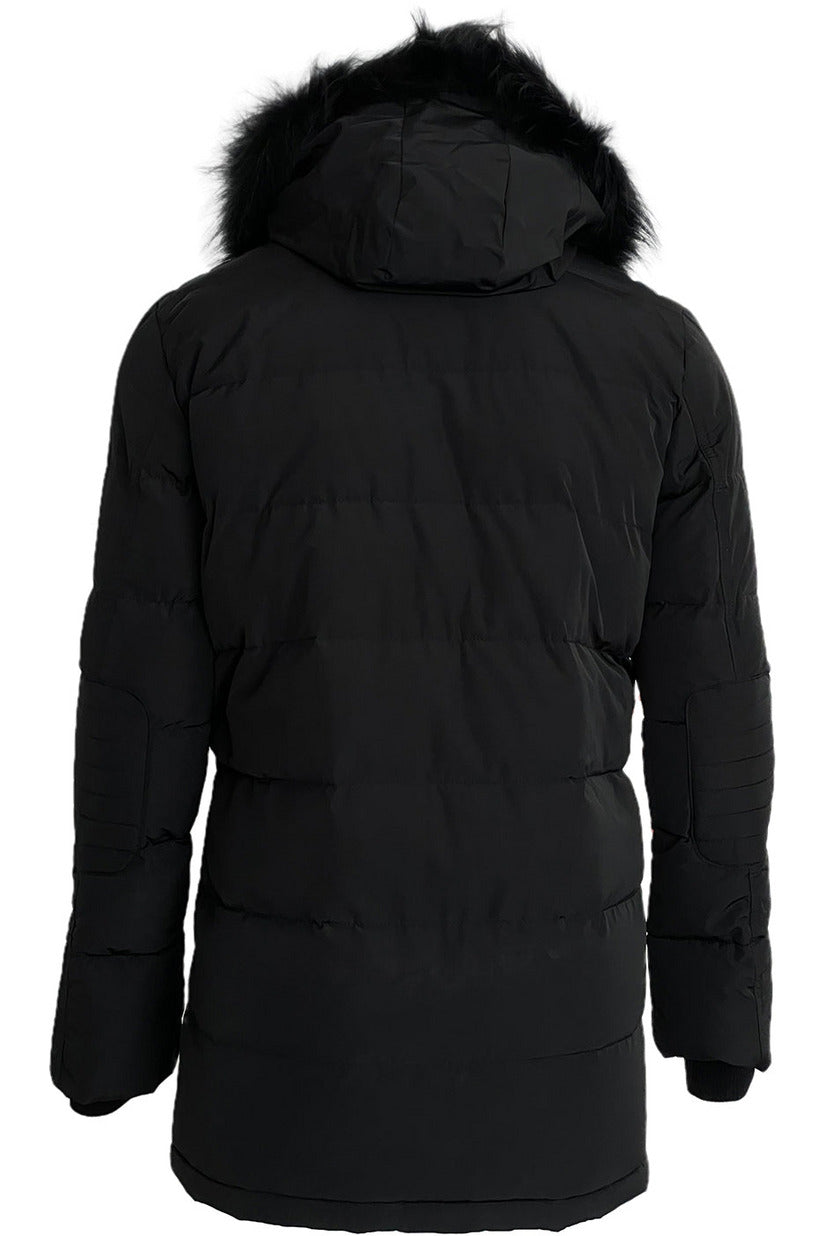 Hugo Boss Long Puffer Jacket In Black