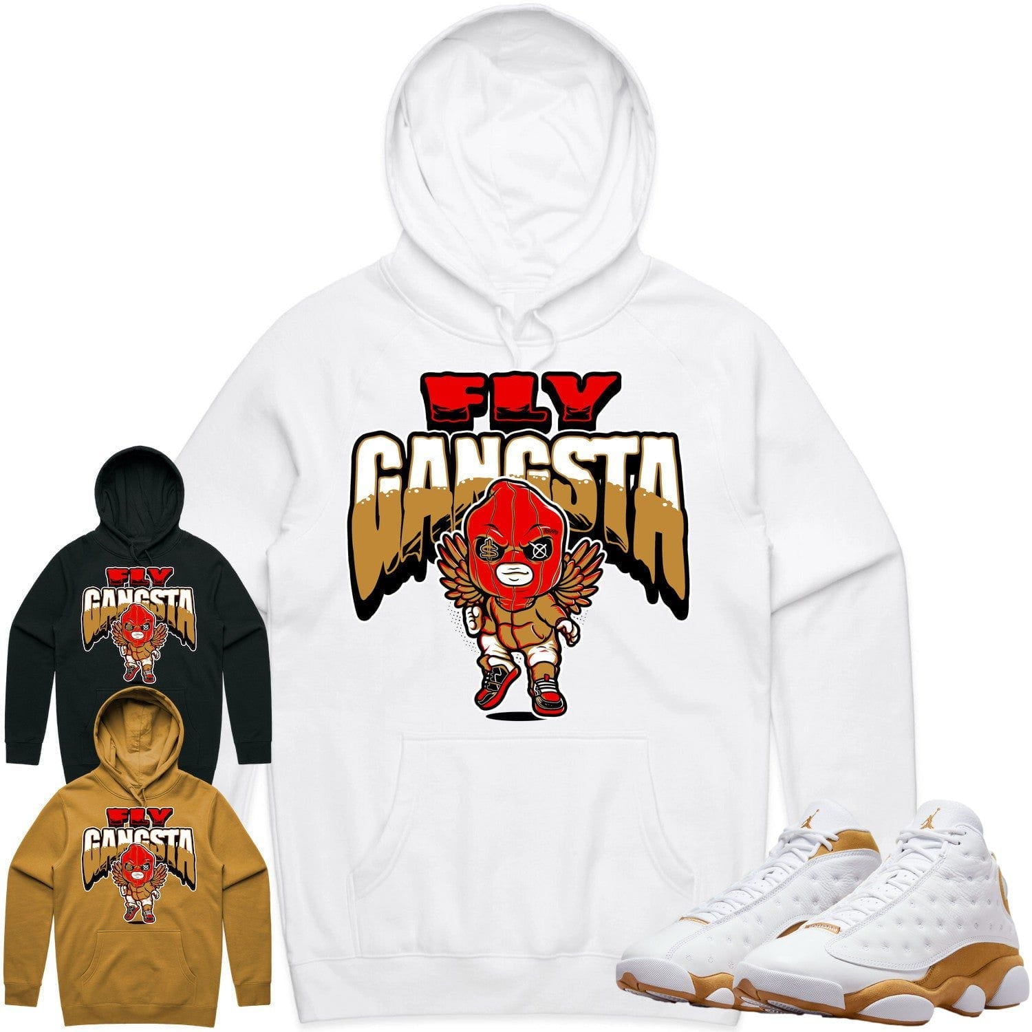 Jordan 13 Wheat 13s Hoodie to Match - WHEAT FLY GANGSTA