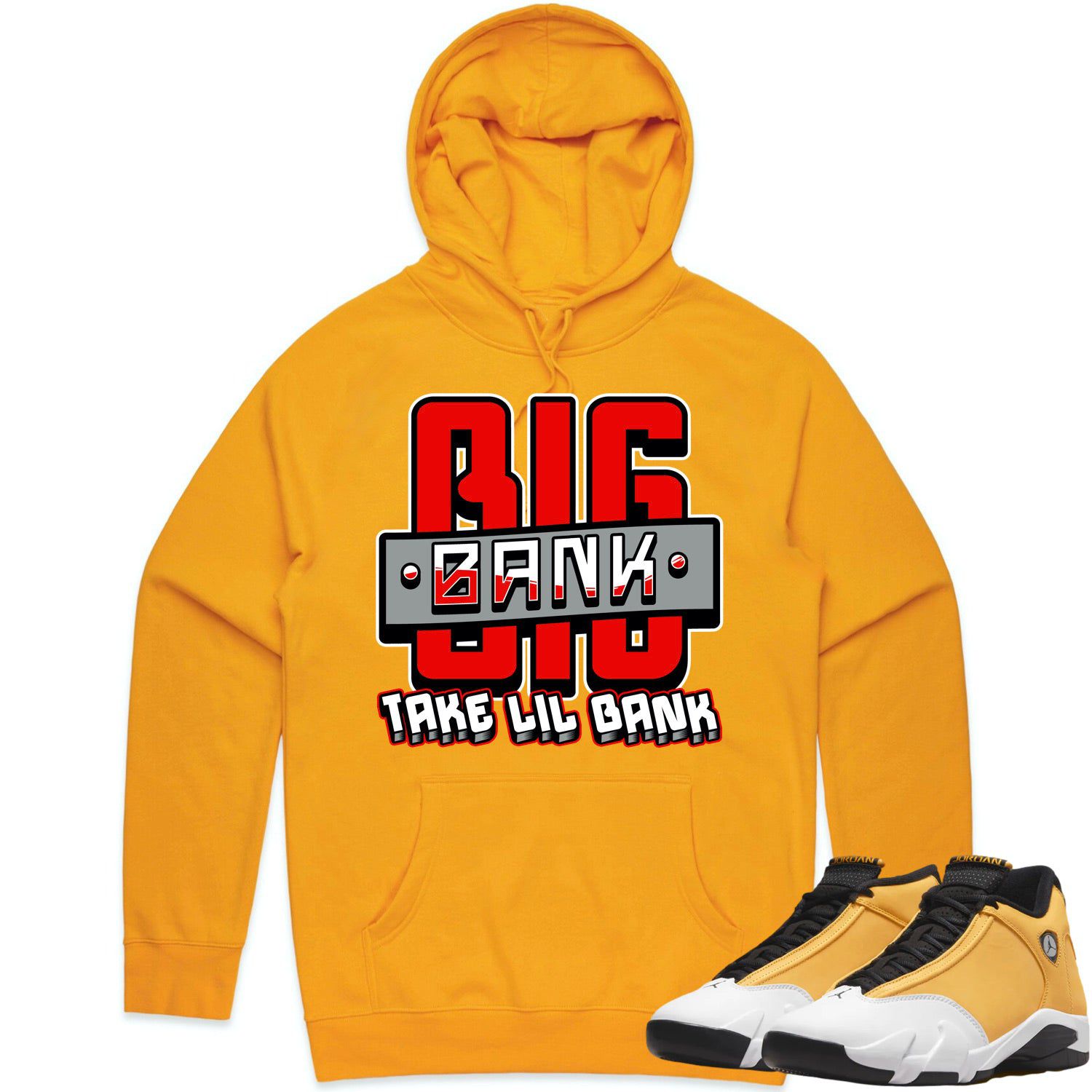 Jordan 14 Ginger Gold 14s Hoodie to Match - RED BIG BANK