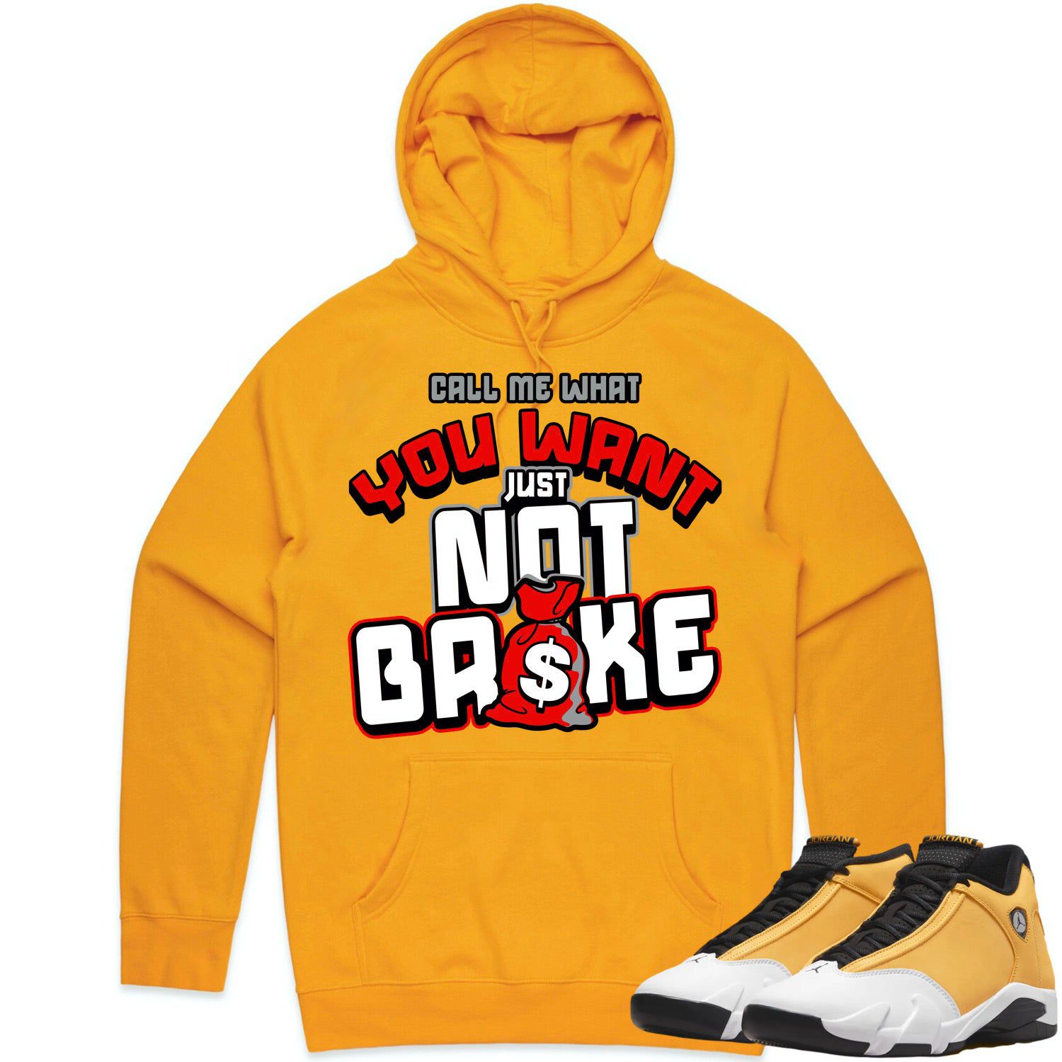 Jordan 14 Ginger Gold 14s Hoodie to Match - RED NOT BROKE