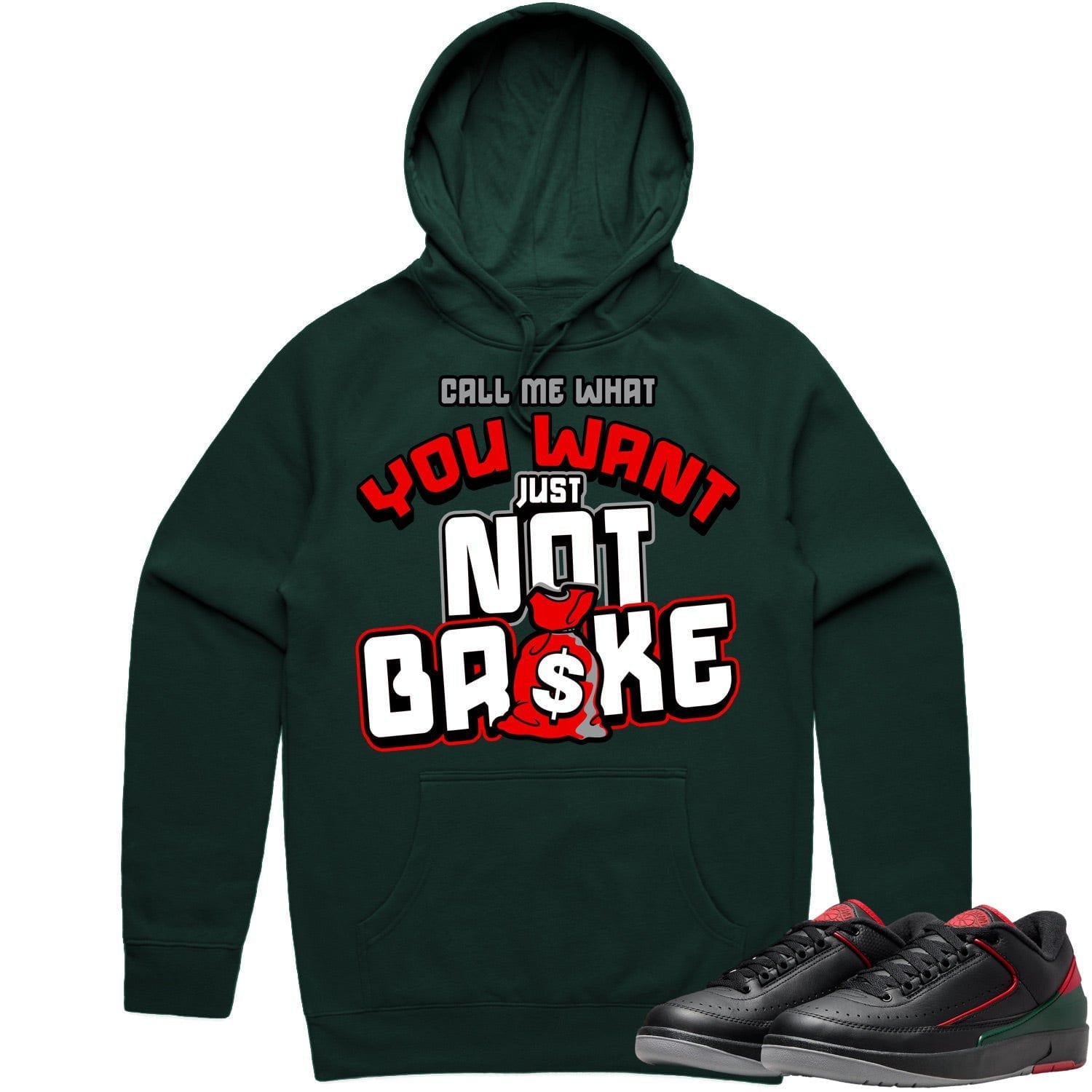 Jordan 2 Low Christmas 2s Hoodie to Match - RED NOT BROKE