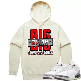 Jordan 3 White Cement 3s Hoodie to Match - RED BIG BANK