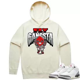 Jordan 3 White Cement 3s Hoodie to Match - RED FLY GANGSTA