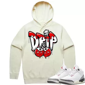 Jordan 3 White Cement 3s Hoodie to Match - RED MONEY DRIP