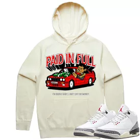 Jordan 3 White Cement 3s Hoodie to Match - RED PAID