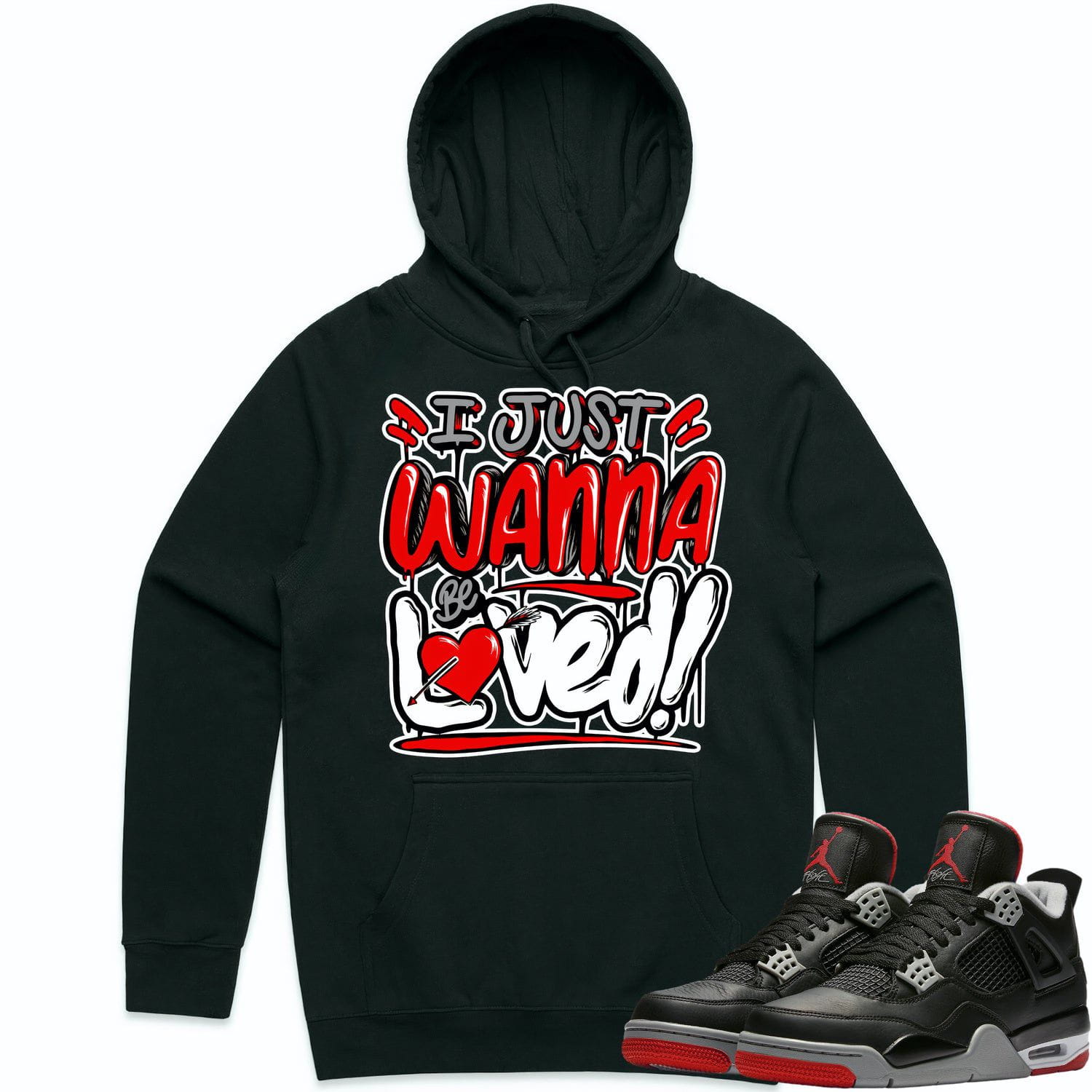 Jordan 4 Bred Reimagined 4s Hoodie to Match - RED LOVED