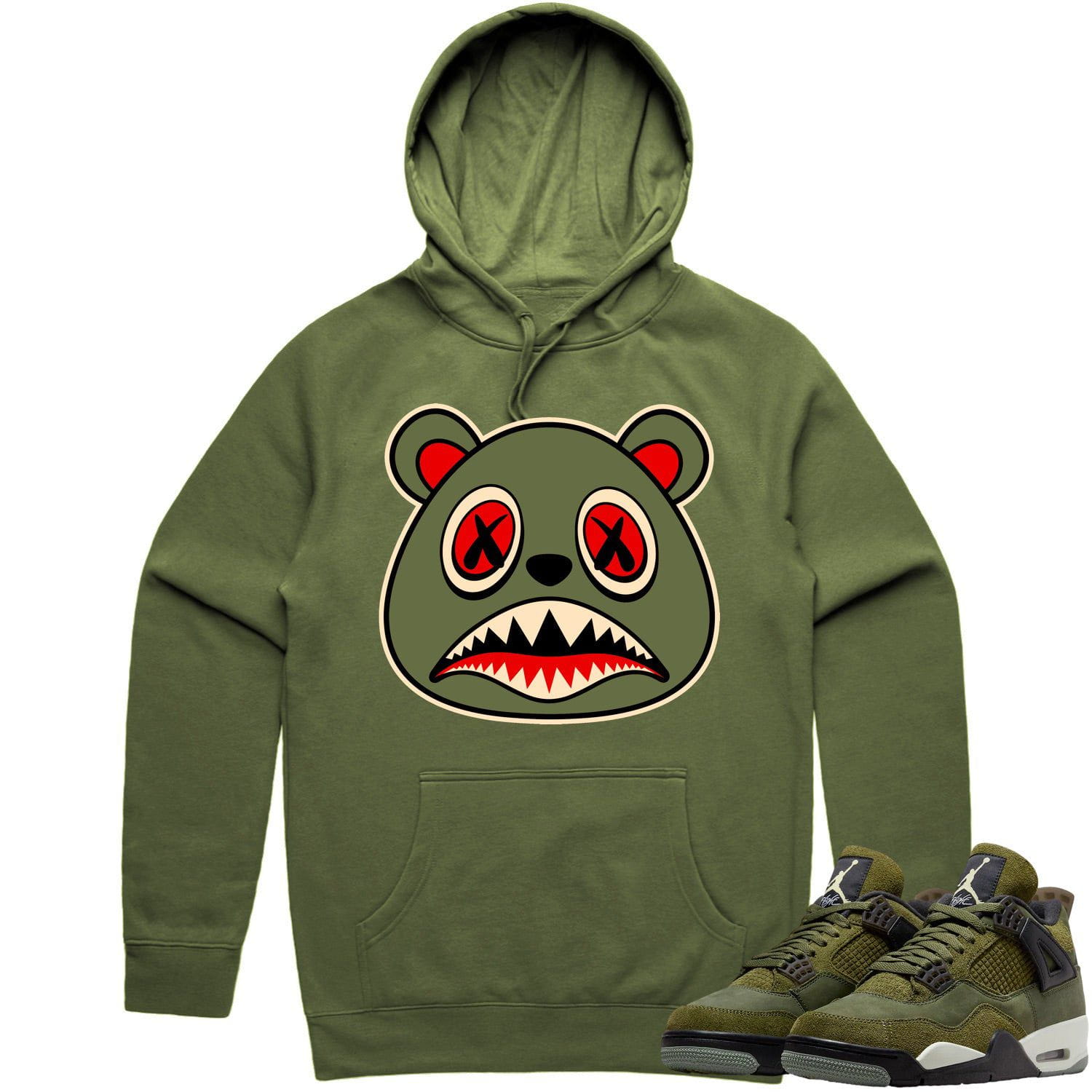 Jordan 4 Craft Olive 4s Hoodie to Match - OLIVE BAWS BEAR