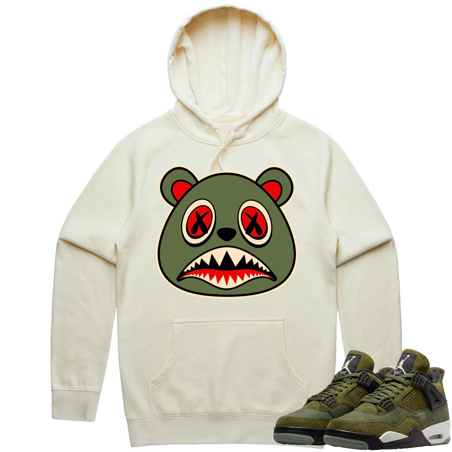 Jordan 4 Craft Olive 4s Hoodie to Match - OLIVE BAWS BEAR