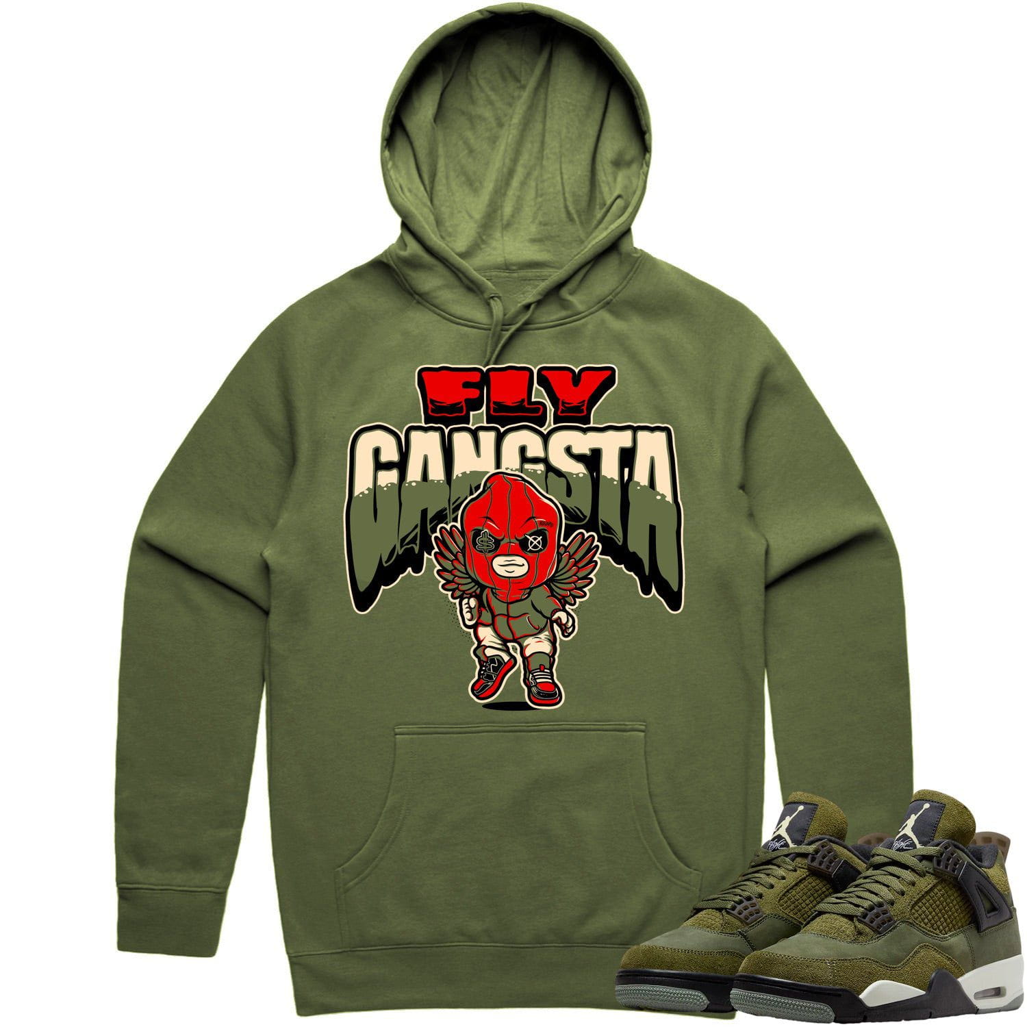 Jordan 4 Craft Olive 4s Hoodie to Match - OLIVE FLY GANGSTA