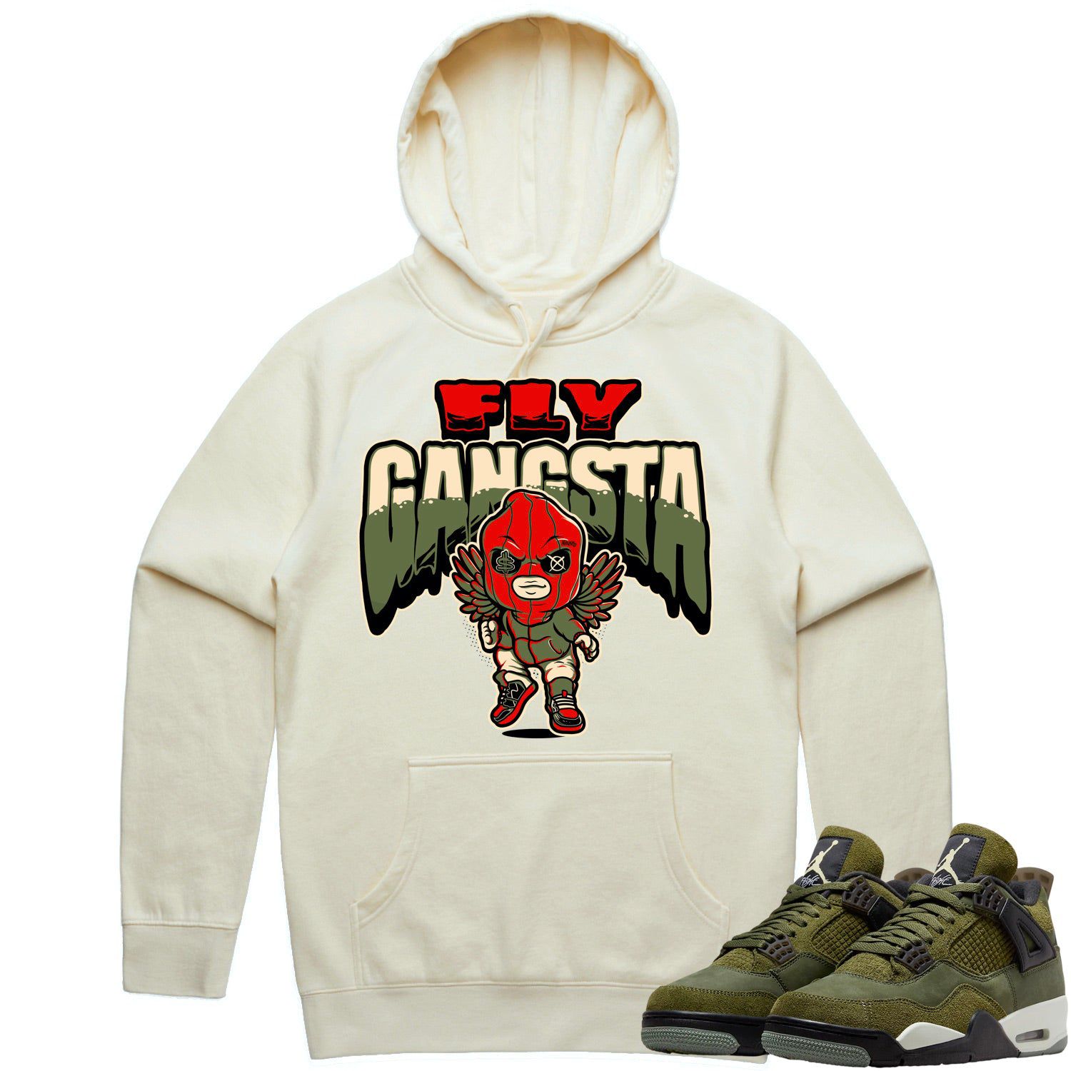 Jordan 4 Craft Olive 4s Hoodie to Match - OLIVE FLY GANGSTA