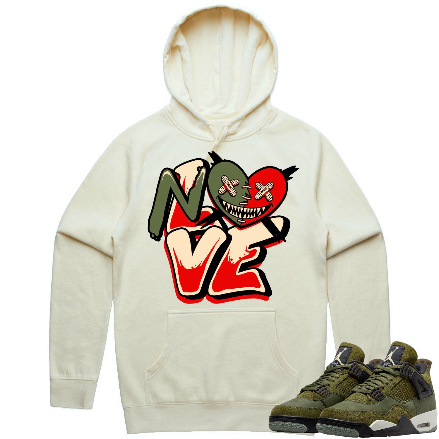 Jordan 4 Craft Olive 4s Hoodie to Match - OLIVE NO LOVE BAWS