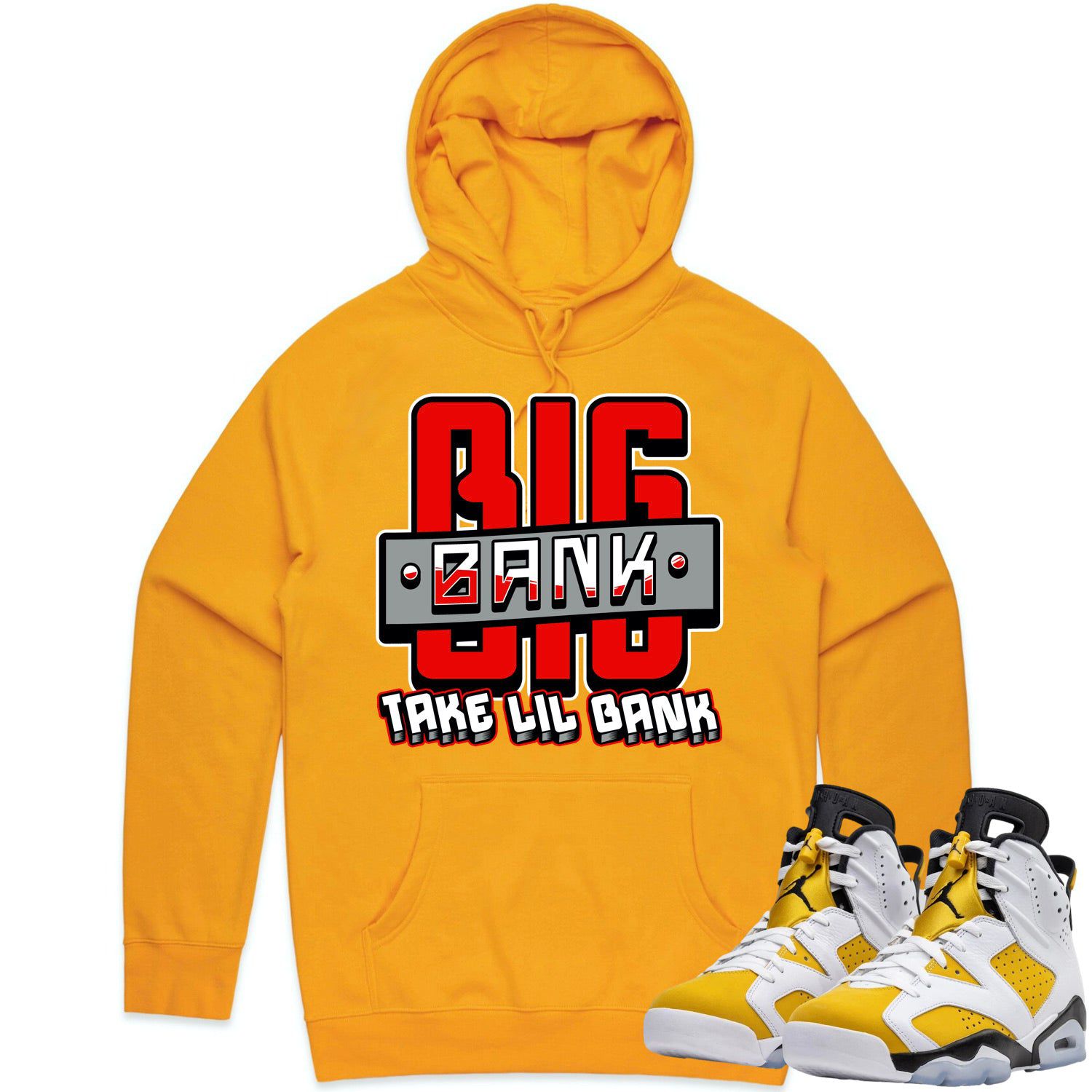 Jordan 6 Yellow Ochre 6s Hoodie to Match - RED BIG BANK