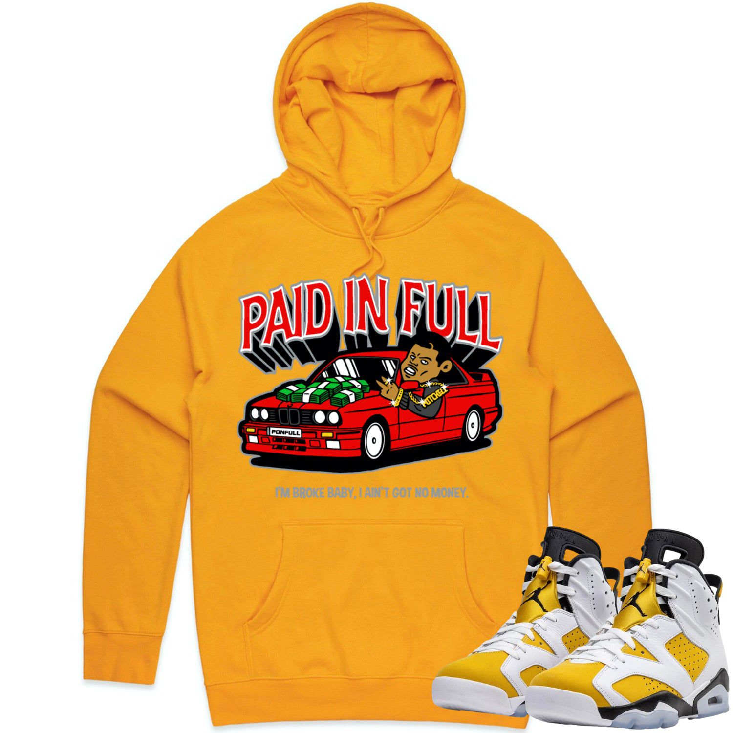 Jordan 6 Yellow Ochre 6s Hoodie to Match - RED PAID