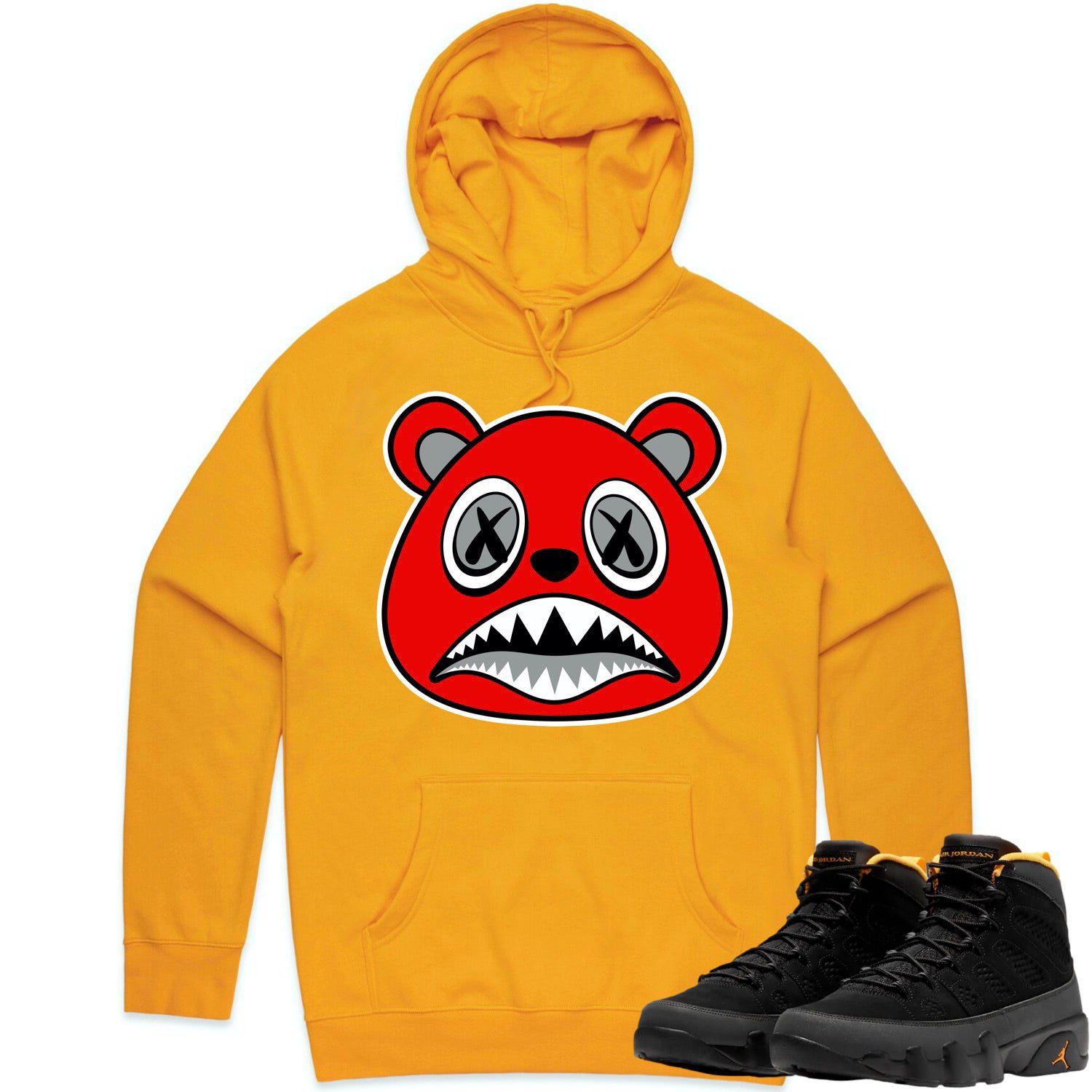 Jordan 9 University Gold 9s Hoodie to Match - ANGRY BAWS BEAR