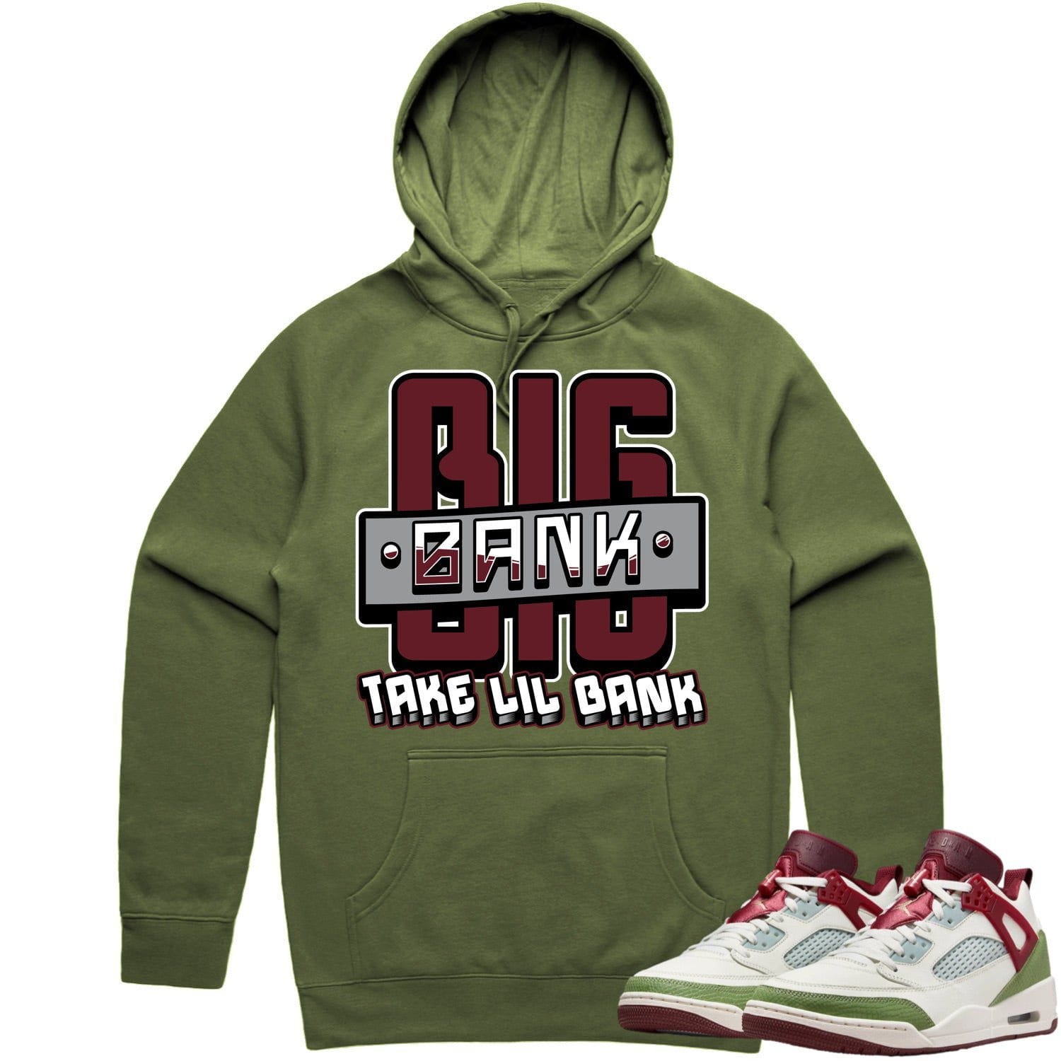 Jordan Spizike Year of the Dragon Hoodie to Match - BURGUNDY BIG BANK