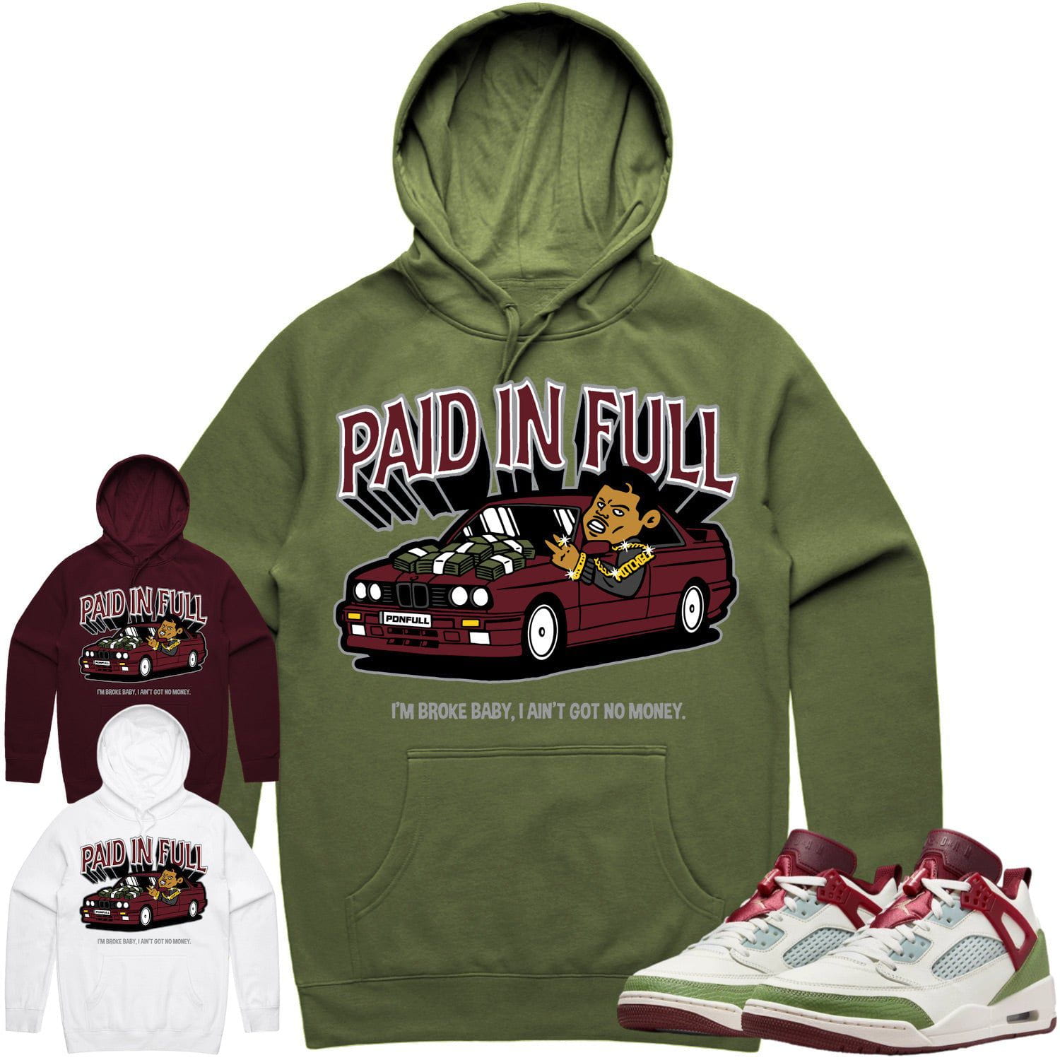 Jordan Spizike Year of the Dragon Hoodie to Match - BURGUNDY PAID