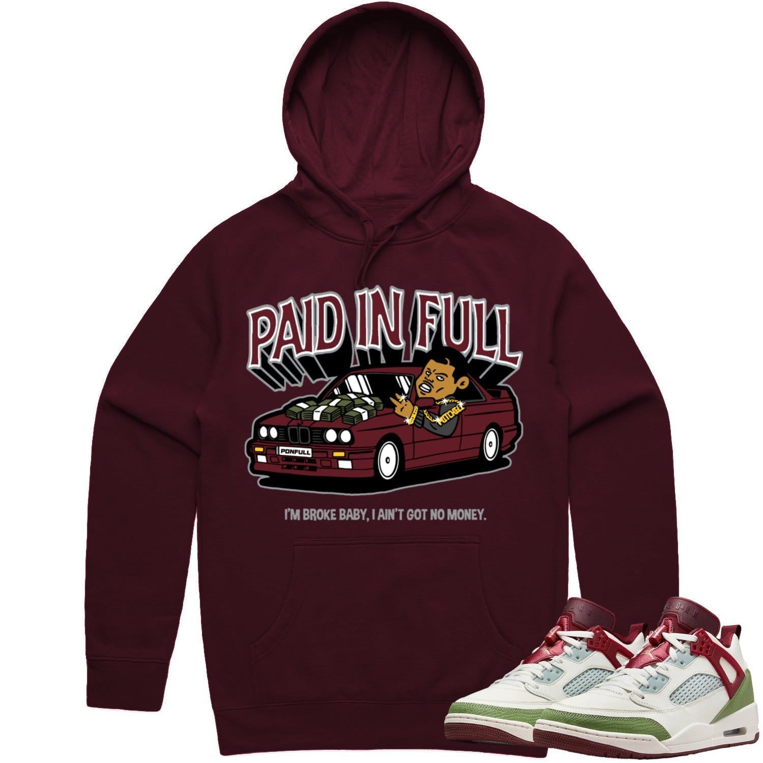 Jordan Spizike Year of the Dragon Hoodie to Match - BURGUNDY PAID