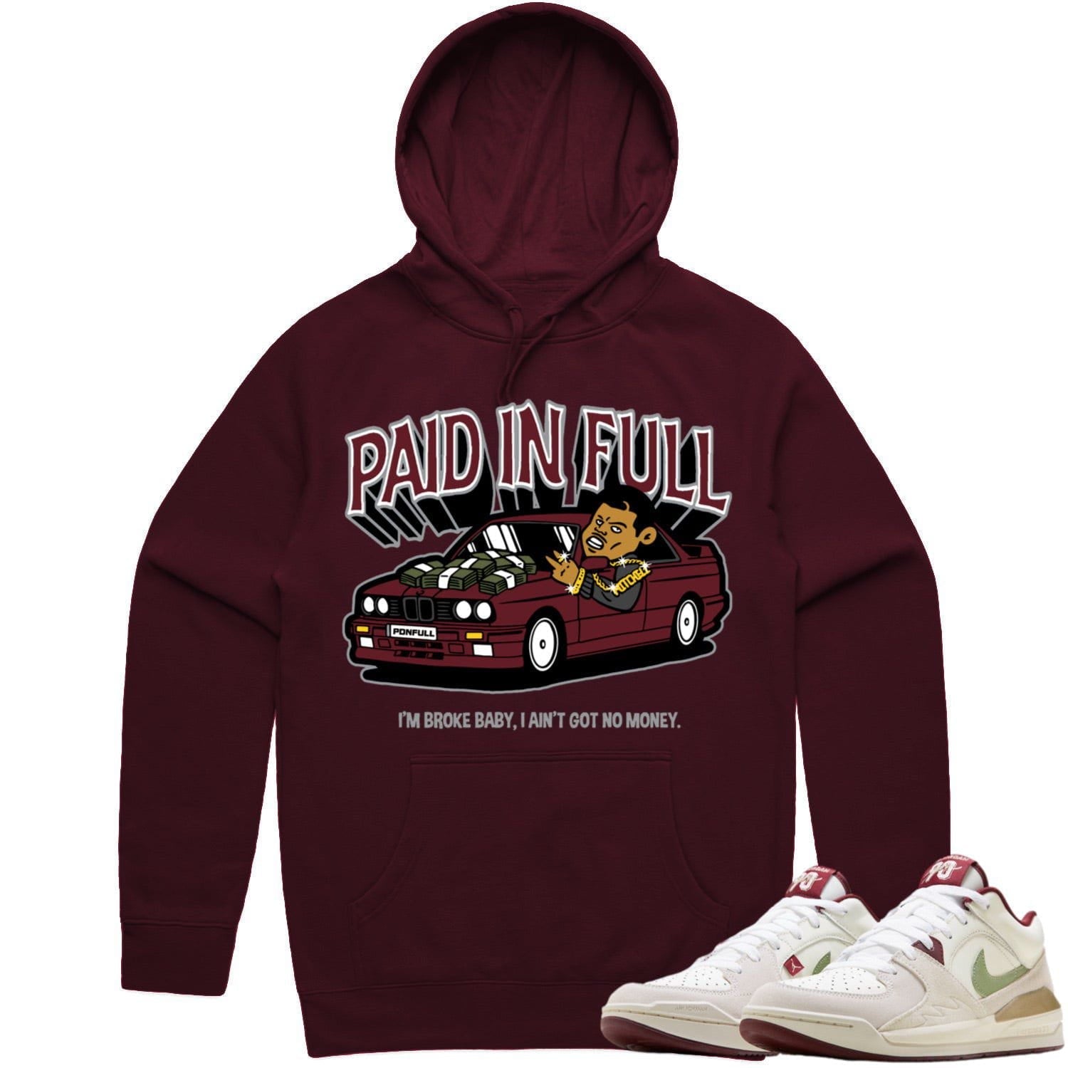 Jordan Stadium 90 CNY Year of the Dragon Hoodie to Match - BURGUNDY PAID