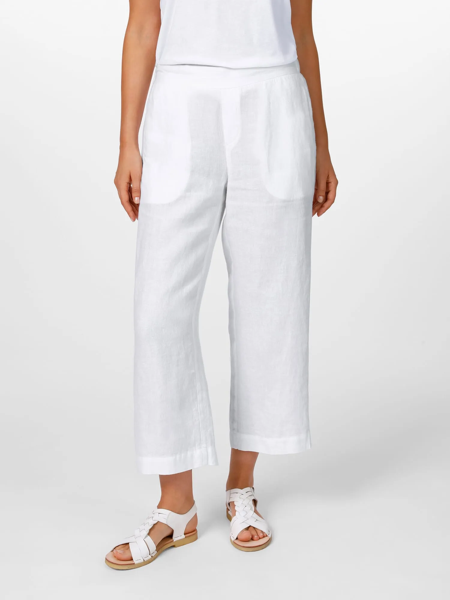 Ladies linen pants 7/8 length, White | Manufactum