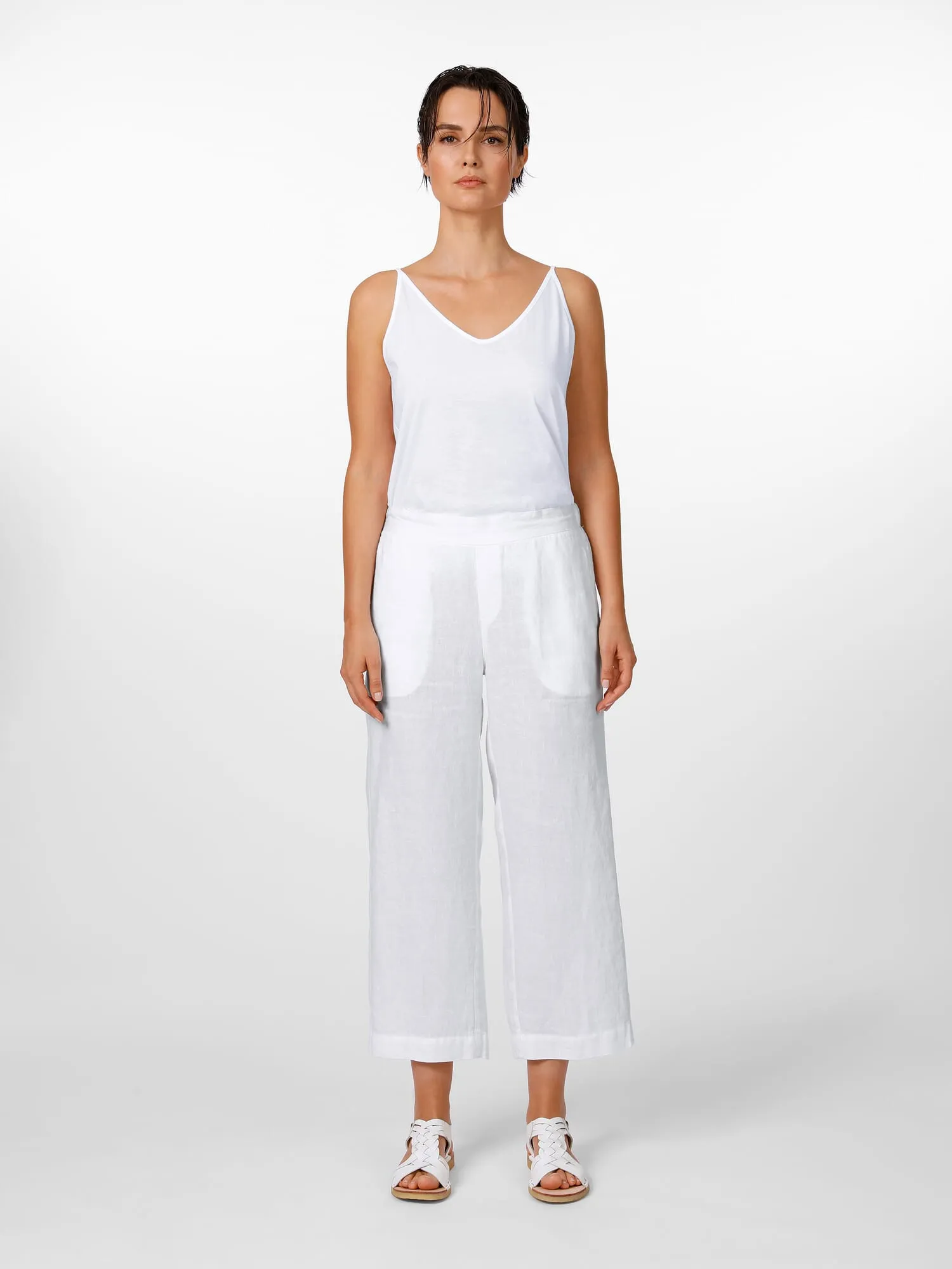 Ladies linen pants 7/8 length, White | Manufactum