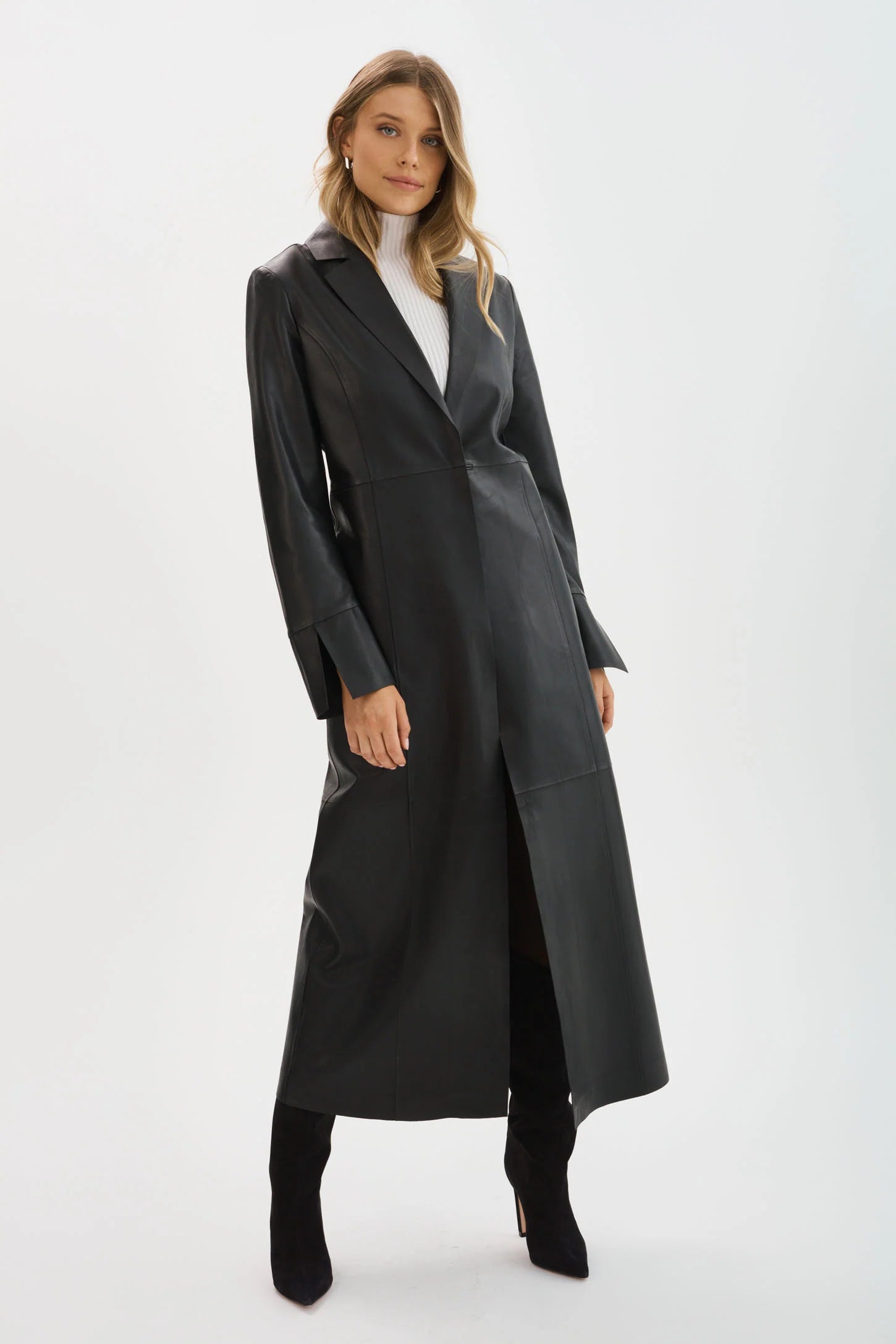 LaMarque Evanna Leather Maxi Coat | Black