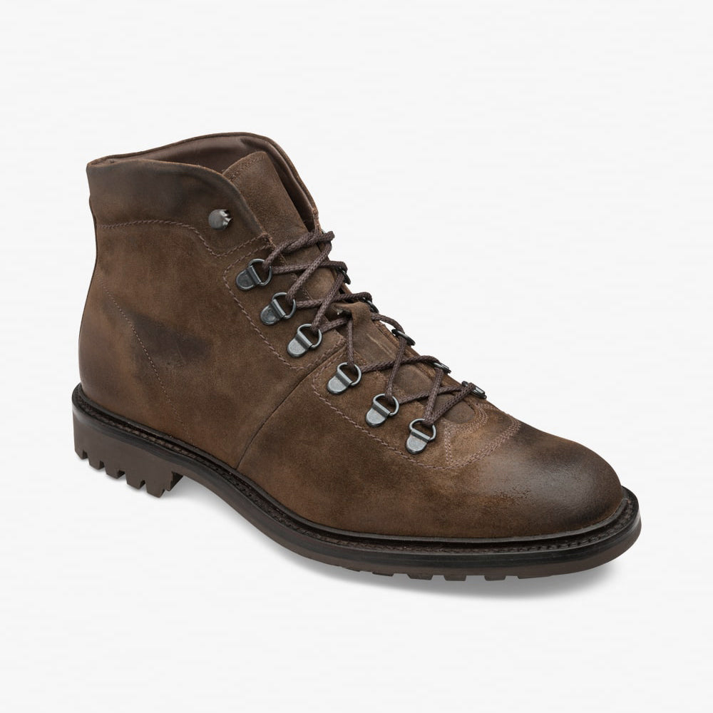 Loake - Hiker Lace Up Boots in Brown Burnished Suede