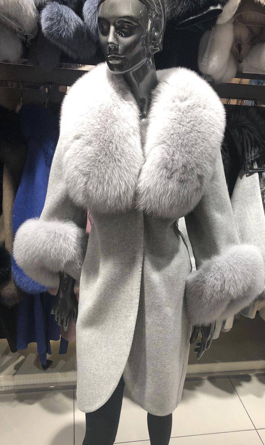 Long Alpaca Cashmere Fox Fur Collar Coat