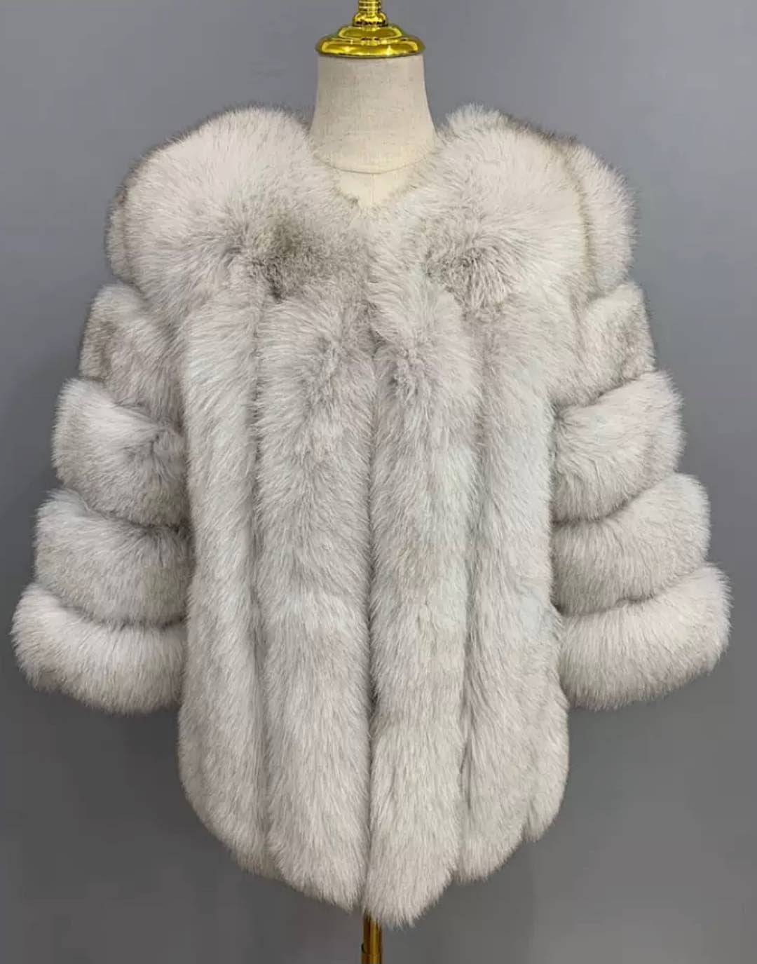 Lux Vertical Striped Fox Fur Coat